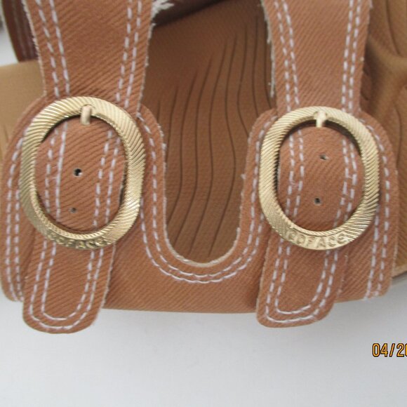 Coface Womens Tan Slide Dual Strap Sandal - Size 7M - Picture 6 of 8